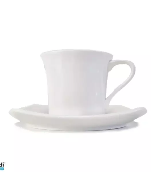 Ensemble tasses à café et soucoupes St. James en porcelaine blanche 215ML